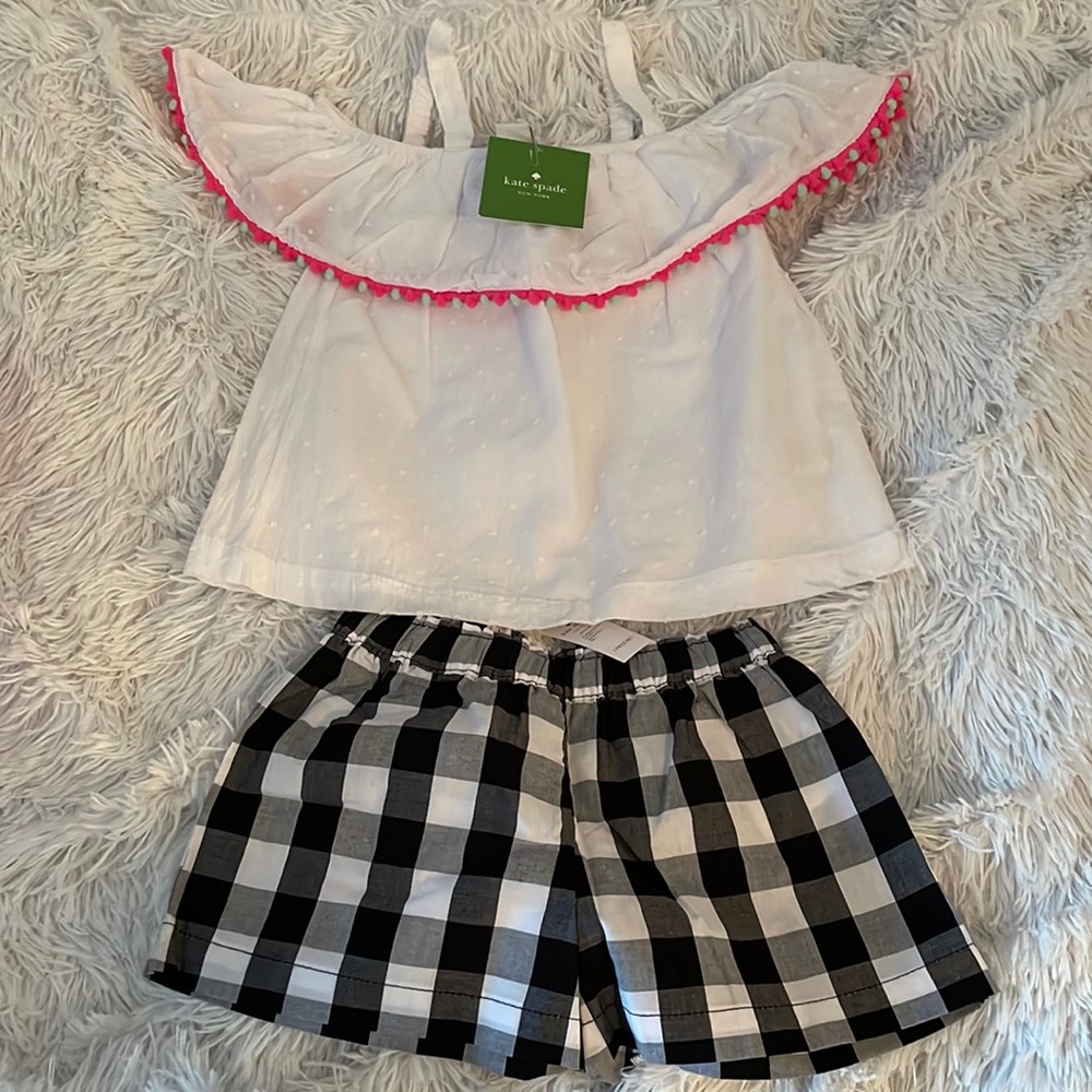 NWT Kate Spade Gingham Short Set 3T